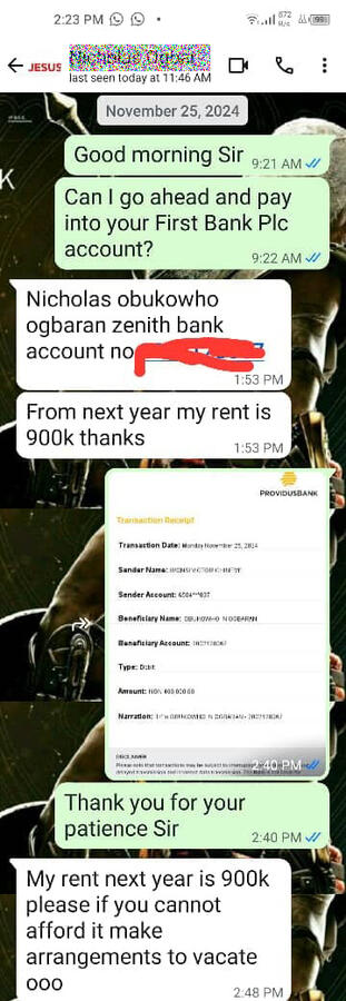 Proof of WhatsApp conversation