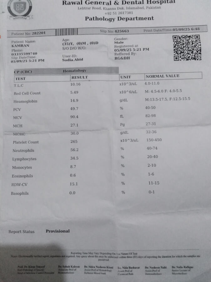 Verified medical document submitted by the patient