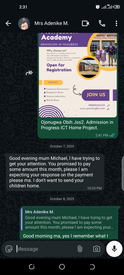 Proof of WhatsApp conversation