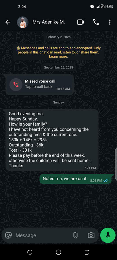 Proof of WhatsApp conversation